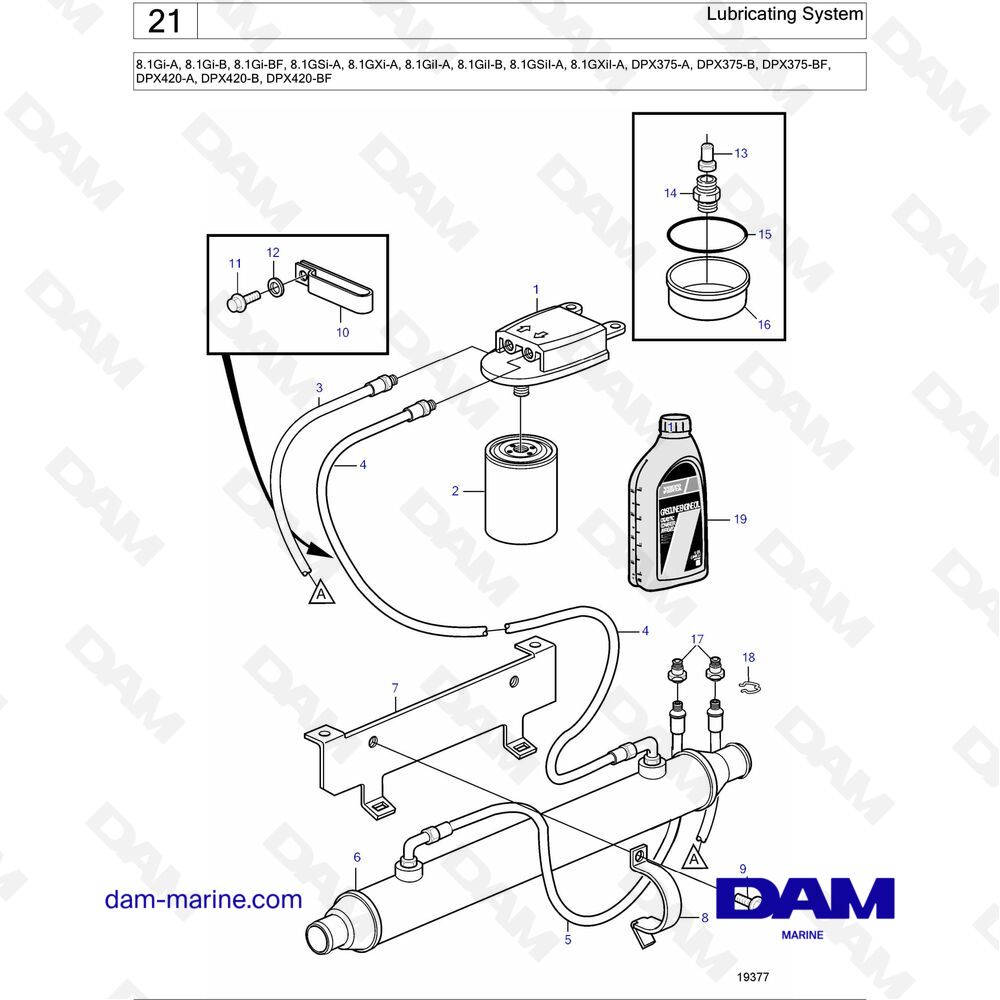 Spare parts and exploded views for Volvo Penta 8.1L GI